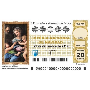 DECIMO DE NAVIDAD 2019 VALORADO EN 20 EUROS  GREY