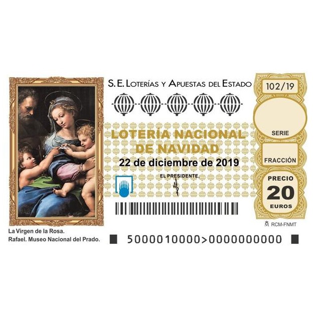 DECIMO DE NAVIDAD 2019 VALORADO EN 20 EUROS GREY