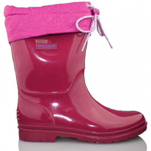PABLOSKY BOTAS DE AGUA PVC CON CORDONES NIÑOS UNISEX ROSA