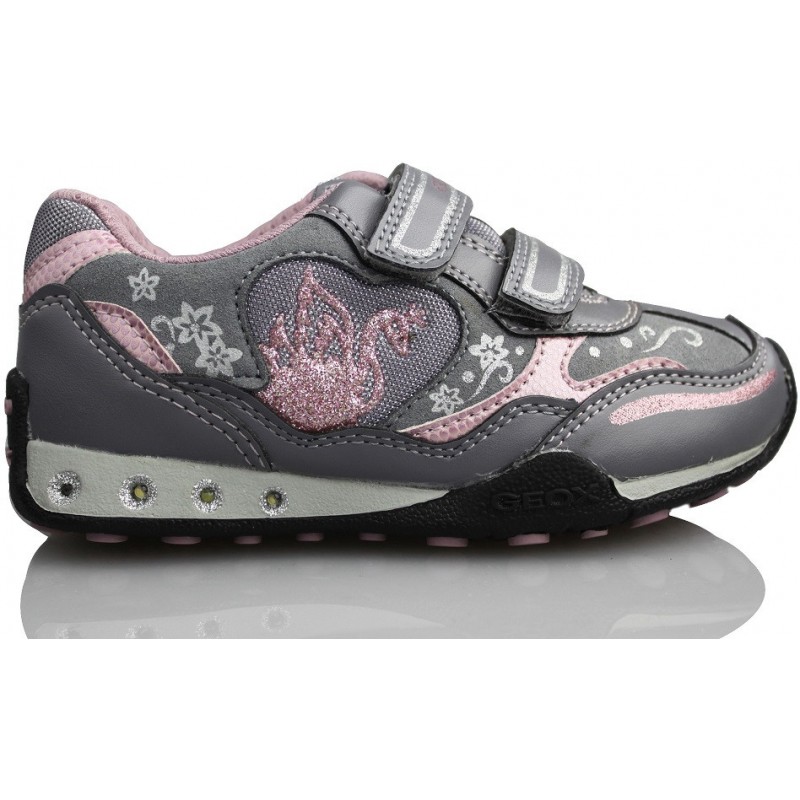 GEOX JN JOCKER GBK AS FULL ZAPATILLA LUCES NIÑA  GRIS
