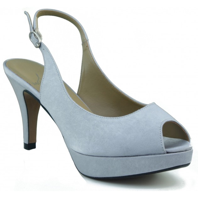 MARIAN ZAPATO SALON DE FIESTA PUNTA ABIERTA MUJER PLATA