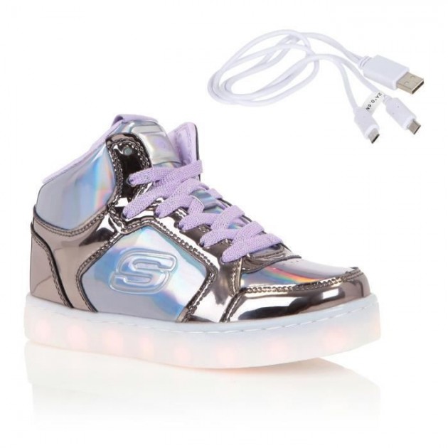 GRIJZE EN PAARSE SKECHERS SNEAKERS GRIS