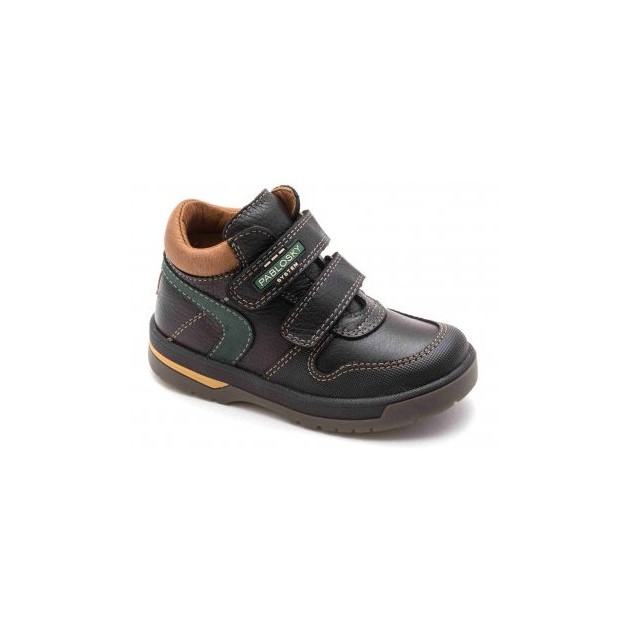 PABLOSKY BOTA PIEL VELCRO NIÑO MARRON