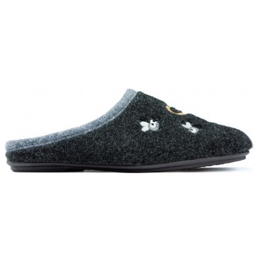 ZAPATILLAS DE CASA VULLADI MUTON EL CAMALEON  NEGRO
