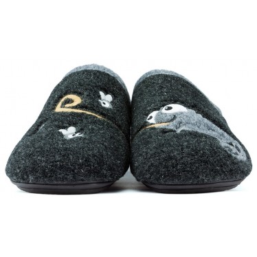 ZAPATILLAS DE CASA VULLADI MUTON EL CAMALEON  NEGRO