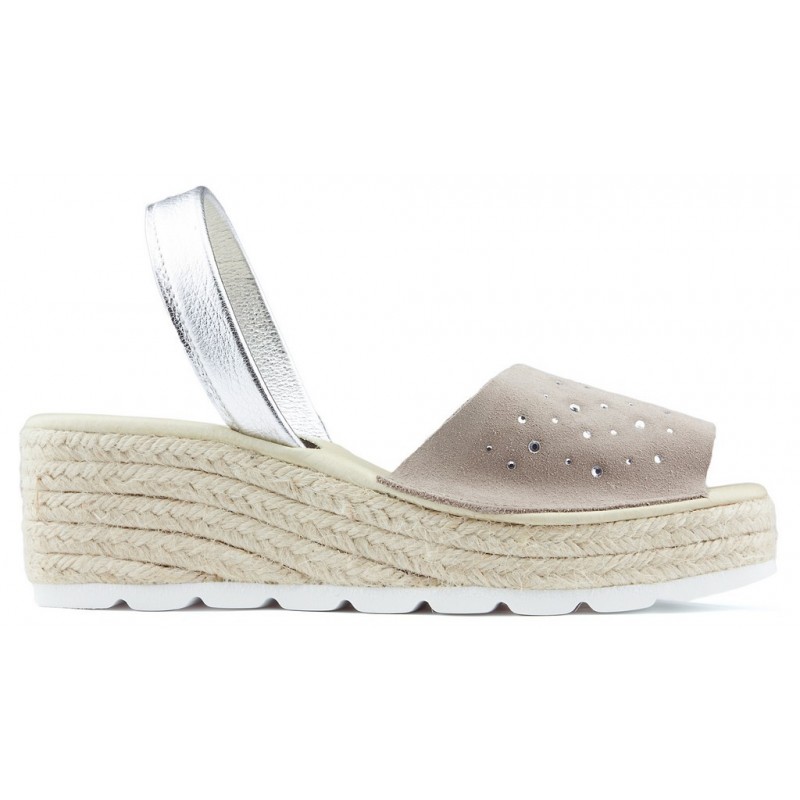 SANDALIAS CON CUÑA ARANTXA SERRAJE COMODAS  NIQUEL