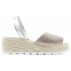 SANDALIAS CON CUÑA ARANTXA SERRAJE COMODAS  NIQUEL