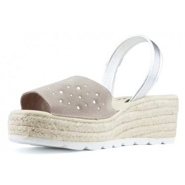 SANDALIAS CON CUÑA ARANTXA SERRAJE COMODAS  NIQUEL