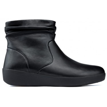 FITFLOP SKATEBOOTIE LEDERLAARZEN  BLACK