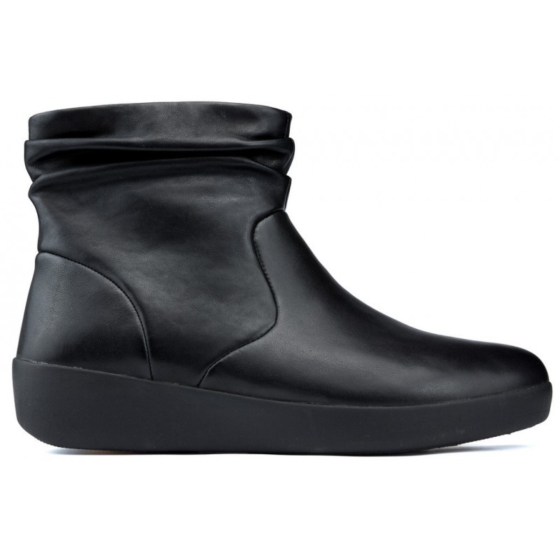 FITFLOP SKATEBOOTIE LEDERLAARZEN  BLACK