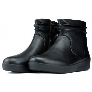 FITFLOP SKATEBOOTIE LEDERLAARZEN  BLACK
