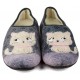 ZAPATILLAS CASA VULLADI MUJER GATITOS CERRADAS  GRIS
