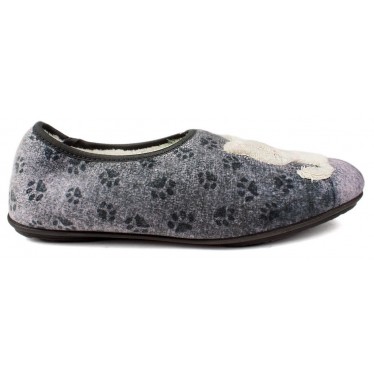 ZAPATILLAS CASA VULLADI MUJER GATITOS CERRADAS  GRIS
