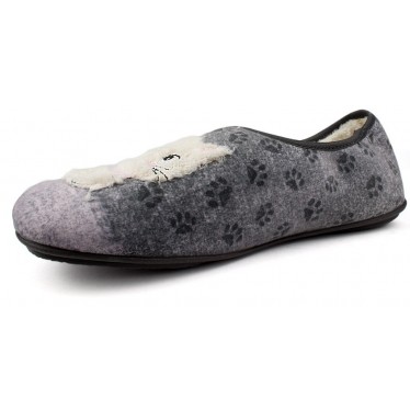 ZAPATILLAS CASA VULLADI MUJER GATITOS CERRADAS  GRIS