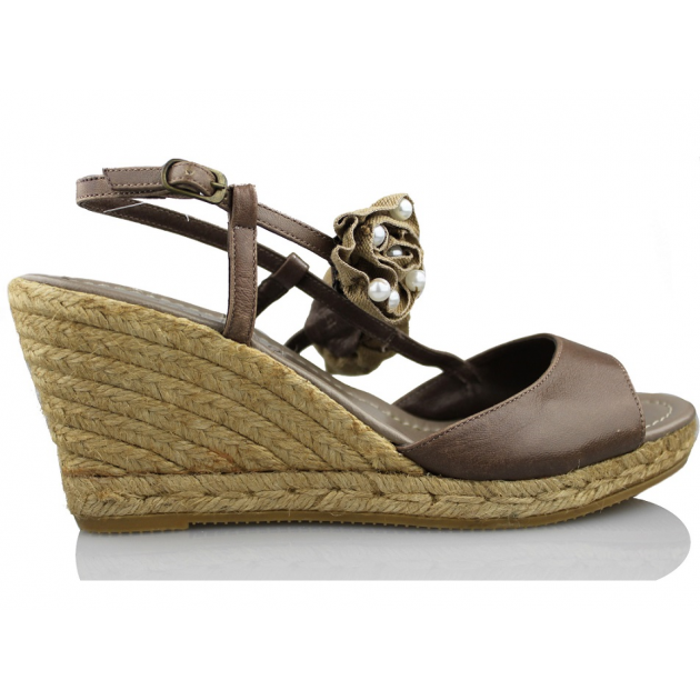 VIENTY FLOR PERLAS PIEL RABAT MARRON VIENTY FLOR PERLAS PIEL RABAT MARRON
