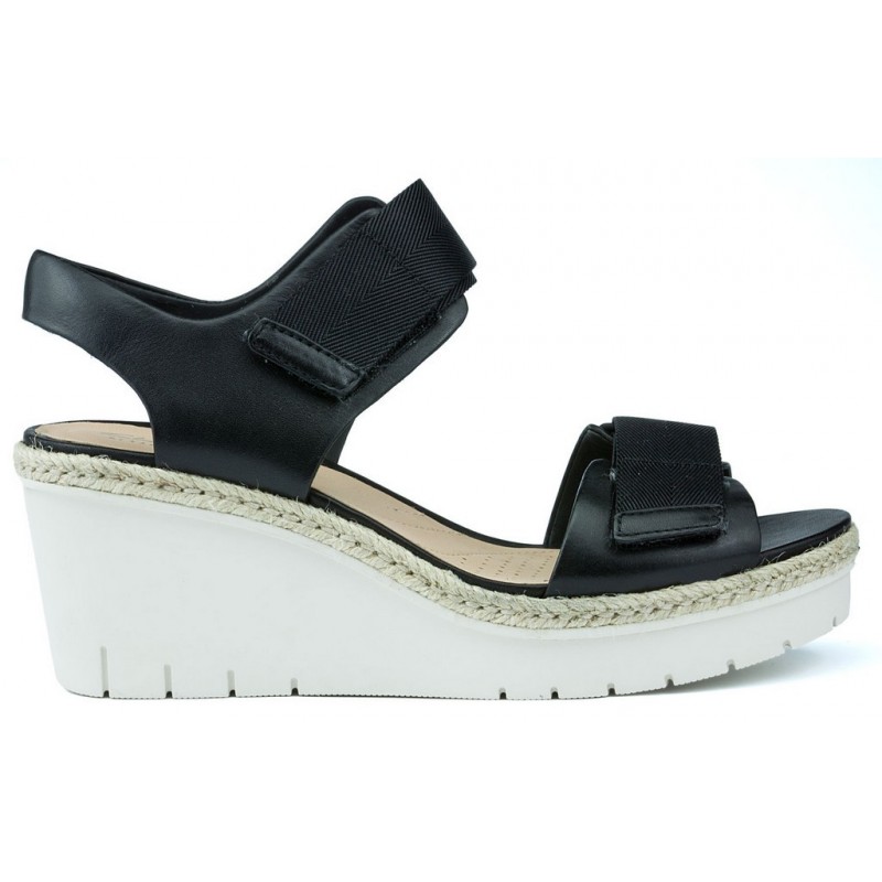 SANDALIAS CLARKS PALM SHINE  BLACK LEATHER