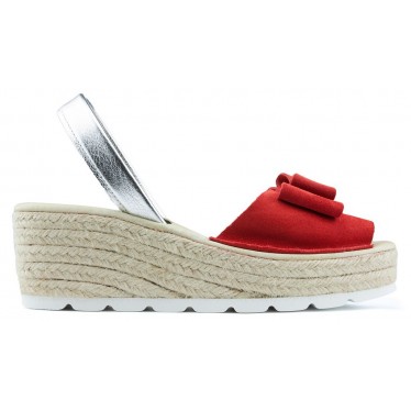 SANDALIAS CON CUÑA ARANTXA SERRAJE YUTE  ROJO