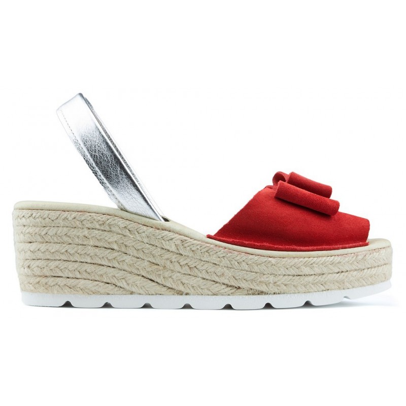 SANDALIAS CON CUÑA ARANTXA SERRAJE YUTE  ROJO