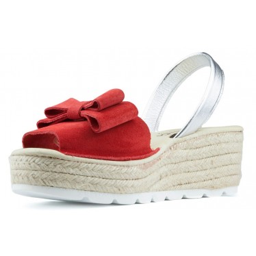 SANDALIAS CON CUÑA ARANTXA SERRAJE YUTE  ROJO