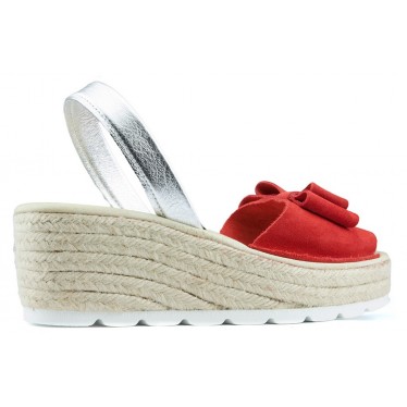 SANDALIAS CON CUÑA ARANTXA SERRAJE YUTE  ROJO