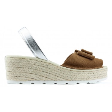 SANDALIAS CON CUÑA ARANTXA SERRAJE YUTE  CAMELLO