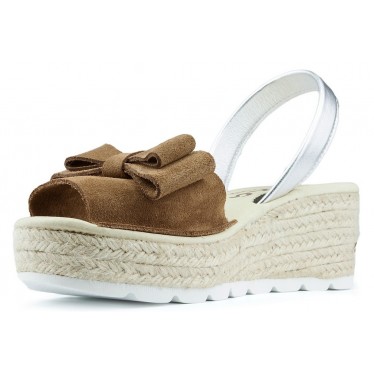 SANDALIAS CON CUÑA ARANTXA SERRAJE YUTE  CAMELLO