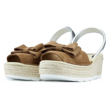 SANDALIAS CON CUÑA ARANTXA SERRAJE YUTE  CAMELLO