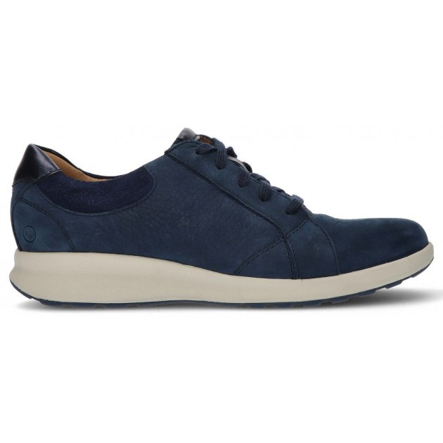 CLARKS UN ADORN LACE SNEAKERS  NAVY