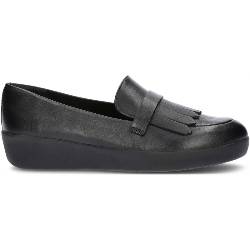 FITFLOP SUPERSKATE FRINGE EI6 MOCASSINS  BLACK