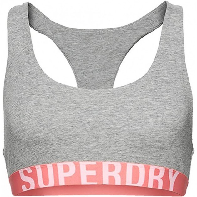 TOP SUPERDRY W3110356A CROP ARMBAND LOGO  GREY