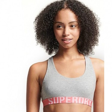 TOP SUPERDRY W3110356A CROP ARMBAND LOGO  GREY