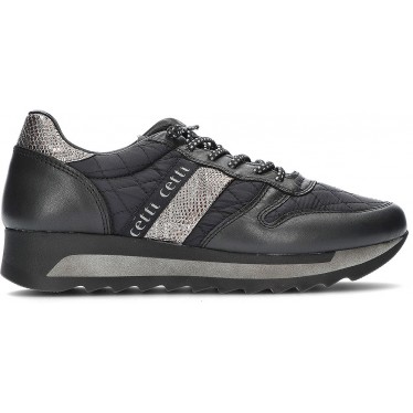 CETTI GEVOERDE SNEAKERS C-847  NEGRO