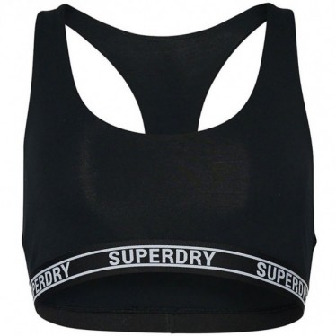 TOP SUPERDRY W3110357A MULTILOGO CROP  BLACK