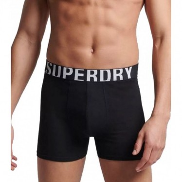 SUPERDRY BOXER M3110340A LOGO DUBBEL PACK  BLACK