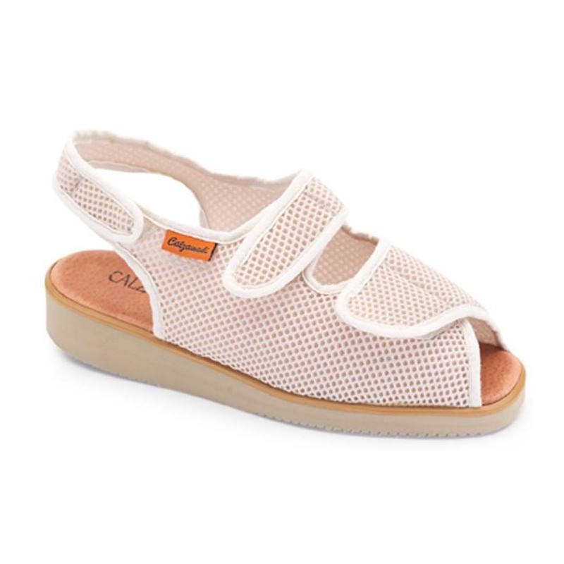 CALZAMEDI DOMESTICO ZAPATILLA DE TELA COMODA UNISEX  BEIGE