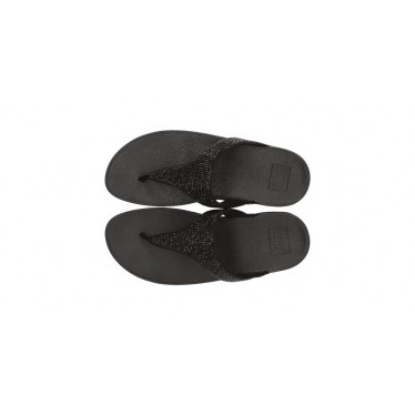 LULU KRISTALLEN VERSIERDE FITFLOP SANDALEN  BLACK