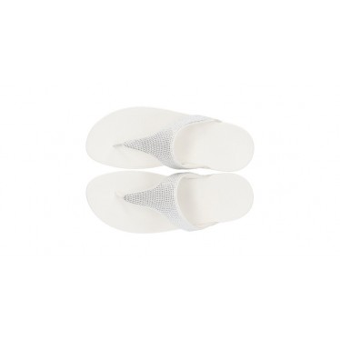 LULU KRISTALLEN VERSIERDE FITFLOP SANDALEN  CREAM