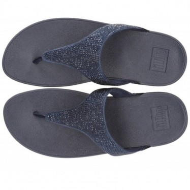 LULU KRISTALLEN VERSIERDE FITFLOP SANDALEN  NAVY